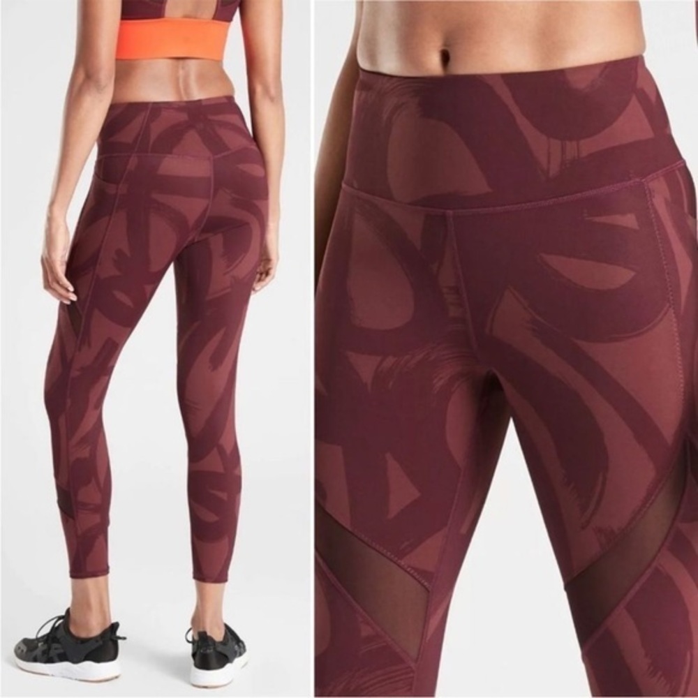 Athleta Tenacity Brush Strokes 7/8 Tight Leggings with PowerLift Compression